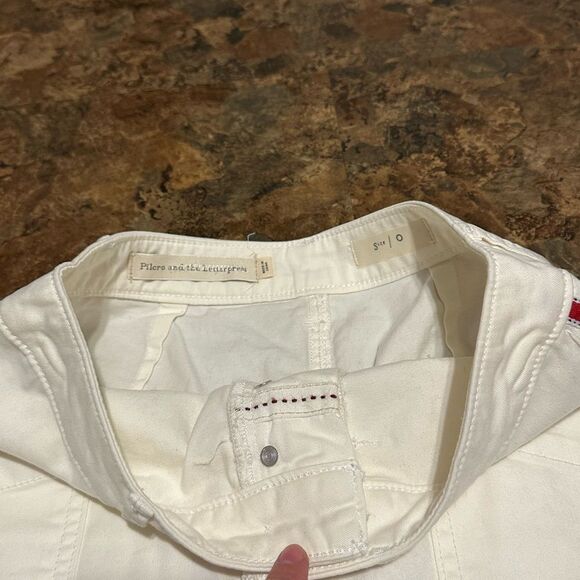 Anthropologie Pilcro White Denim Skirt w/ Red Striped Button Fly Size 0 NWT $98 - Picture 4 of 10